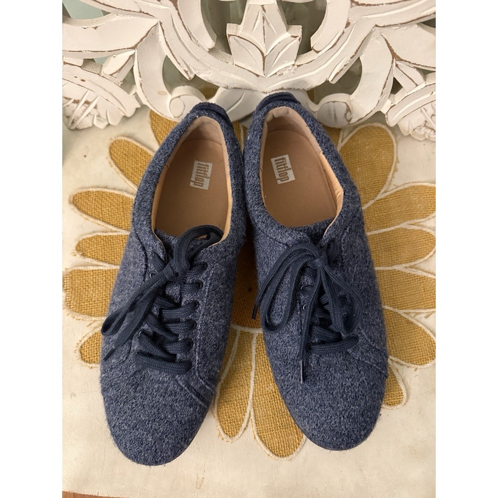 FitFlop Womens Rally Sneakers Sz 10 Heather Blue Merino Wool Comfort Skate Shoe